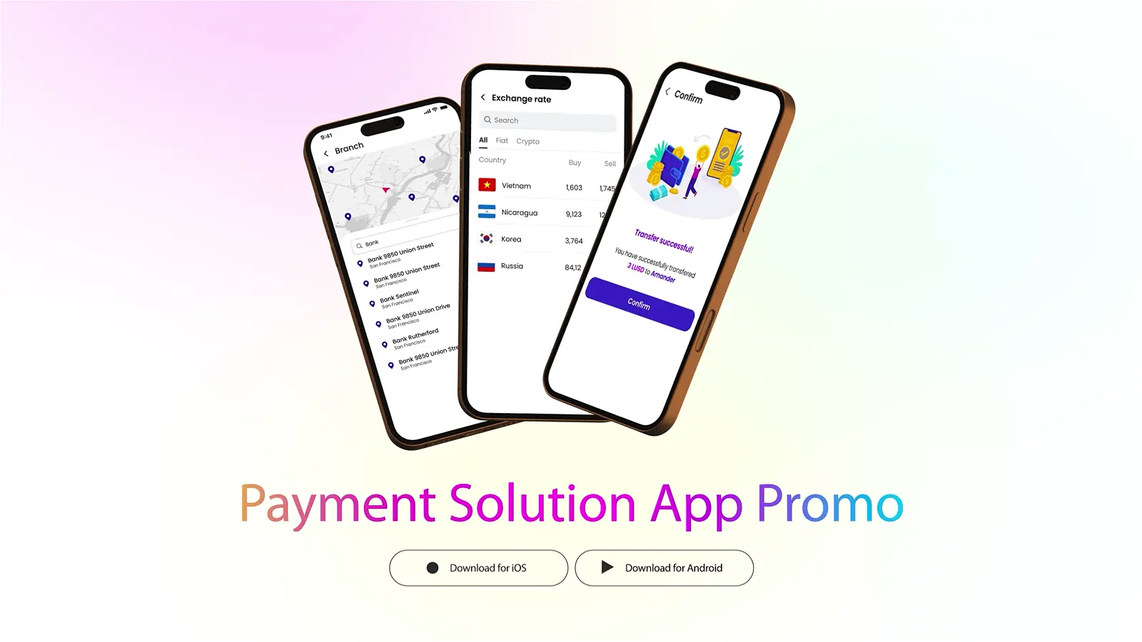 Payment solution app promo — device mockups